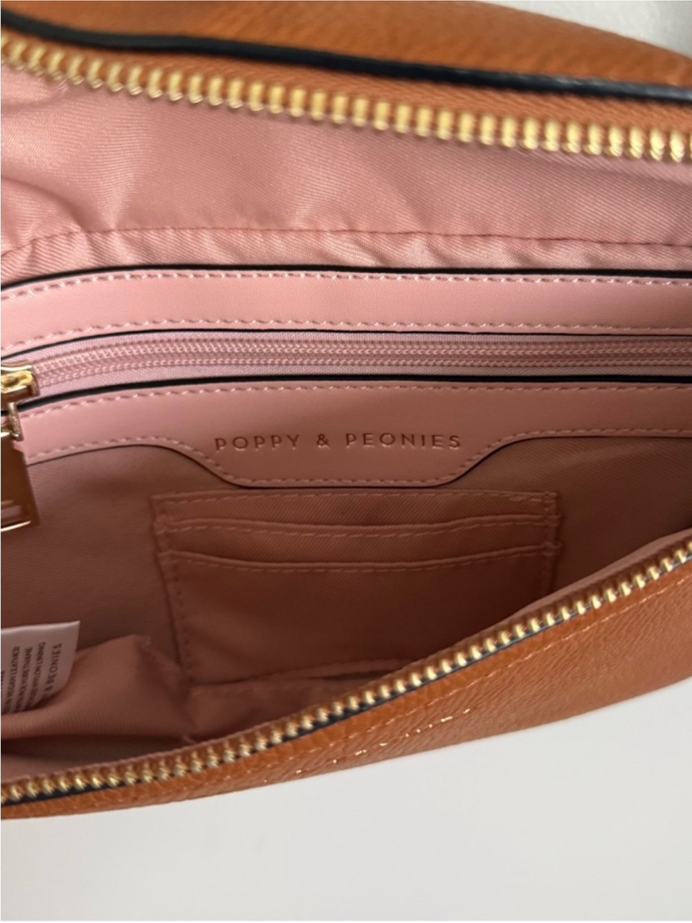 Poppy & Peonies Cognac Pebbled Leather Crossbody Belt Bag - Picture 3 of 6